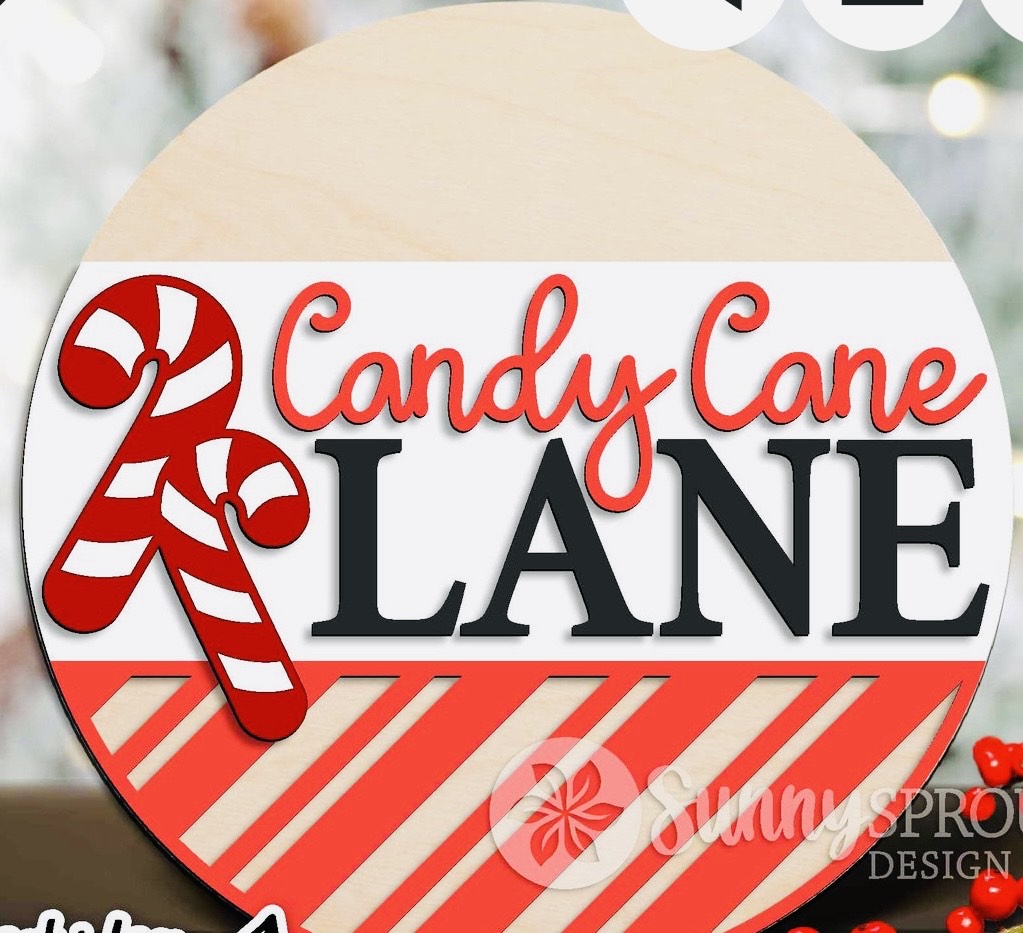 Candy Cane Lane - Ready to Hang Sign