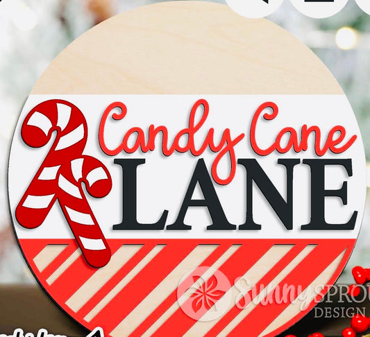 Candy Cane Lane - Ready to Hang Sign