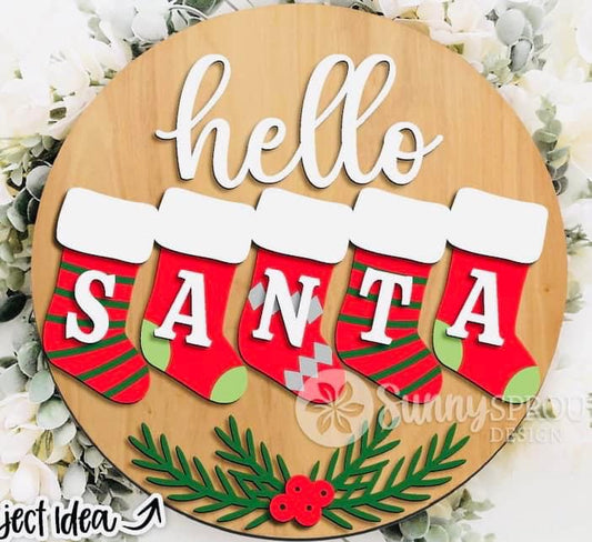 Hello Santa - Ready to Hang Sign